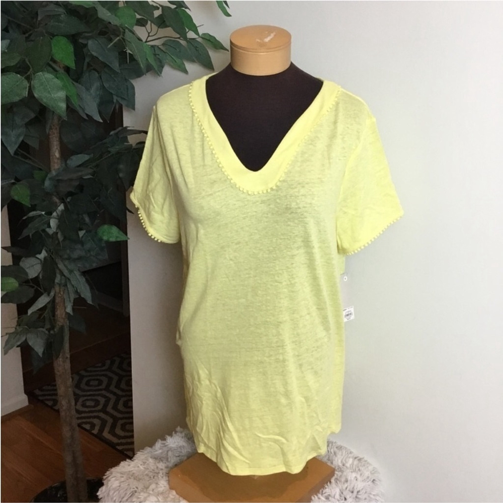 Croft & Barrow bobble trimmed short sleeve tee Womans size XL yellow